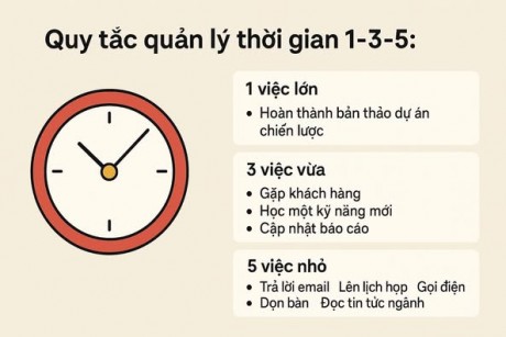 Quy tắc quản lý thời gian 1-3-5: TỐI ƯU HIỆU SUẤT MỖI NGÀY